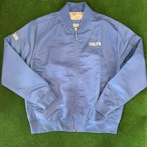 Men's XL Indianapolis Colts NFL Blue Full Zip Bomber Jacket Horseshoe Lining